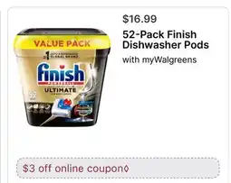 Walgreens 52-Pack Finish Dishwasher Pods offer