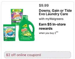 Walgreens Downy, Gain or Tide Evo Laundry Care offer