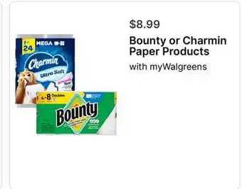 Walgreens Bounty or Charmin Paper Products offer