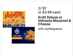 Walgreens Kraft Deluxe or Velveeta Macaroni & Cheese offer