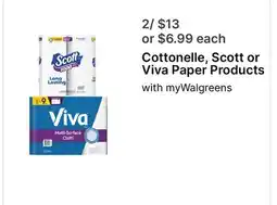 Walgreens Cottonelle, Scott or Viva Paper Products offer