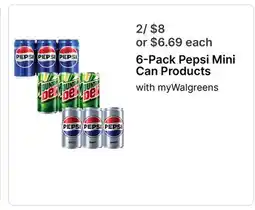 Walgreens 6-Pack Pepsi Mini Can Products offer