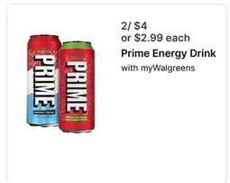 Walgreens Prime Energy Drink offer