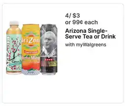 Walgreens Arizona Single-Serve Tea or Drink offer