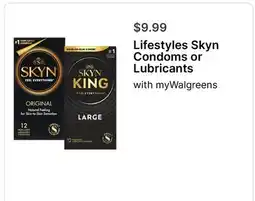 Walgreens Lifestyles Skyn Condoms or Lubricants offer