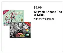 Walgreens 12 Pack Arizona Tea or Drink offer