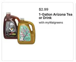 Walgreens 1-Gallon Arizona Tea or Drink offer