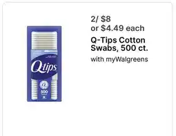 Walgreens Q-Tips Cotton Swabs, 500 ct offer