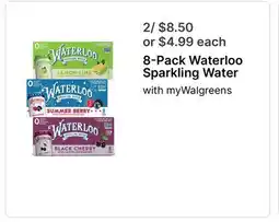 Walgreens 8-Pack Waterloo Sparkling Water offer