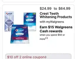 Walgreens Crest Teeth Whitening Products with myWalgreens offer
