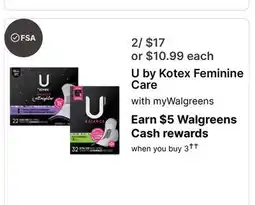 Walgreens U by Kotex Feminine Care offer