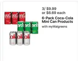 Walgreens 6-Pack Coca-Cola Mini Can Products offer
