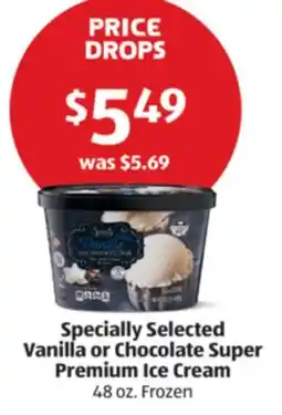 Aldi Specially Selected Vanilla or Chocolate Super Premium Ice Cream offer