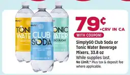 Grocery Outlet SimplyGO Club Soda or Tonic Water Beverage Mixers offer