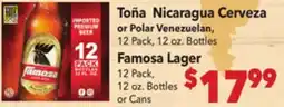 Vallarta Supermarkets Toña Nicaragua Cerveza or Polar Venezuelan offer