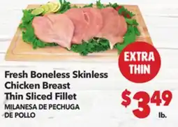Vallarta Supermarkets EXTRA THIN Fresh Boneless Skinless Chicken Breast Thin Sliced Fillet / MILANESA DE PECHUGA DE POLLO offer