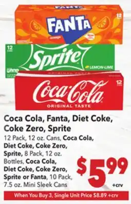 Vallarta Supermarkets Coca Cola, Fanta, Diet Coke, Coke Zero, Sprite offer