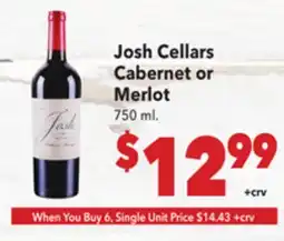 Vallarta Supermarkets Josh Cellars Cabernet or Merlot offer