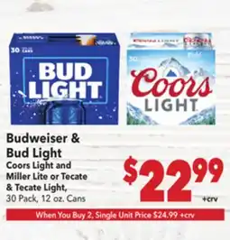 Vallarta Supermarkets Budweiser & Bud Light Coors Light and Miller Lite Tecate offer