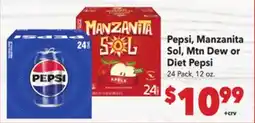 Vallarta Supermarkets Pepsi, Manzanita Sol, Mtn Dew or Diet Pepsi offer