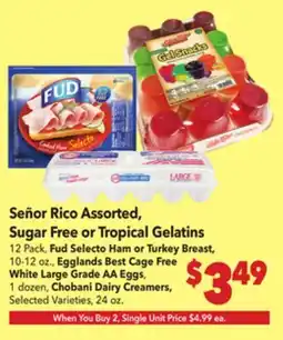 Vallarta Supermarkets Señor Rico Assorted, Sugar Free or Tropical Gelatins offer