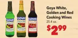 Vallarta Supermarkets Goya White, Golden and Red Cooking Wines offer