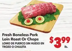 Vallarta Supermarkets Fresh Boneless Pork Loin Roast Or Chops / LOMO DE PUERCO SIN HUESO EN TROZO O CHULETA offer