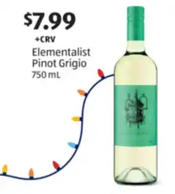 Aldi Elementalist Pinot Grigio offer