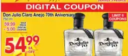 Superior Grocers Don Julio Claro Anejo 70th Aniversary offer