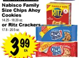 Superior Grocers Nabisco Family Size Chips Ahoy Cookies 14.25 - 18.20 oz. or Ritz Crackers 17.8 - 20.5 oz offer