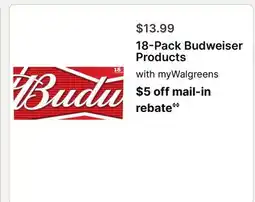 Walgreens 18-Pack Budweiser Products offer