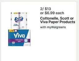 Walgreens Cottonelle, Scott or Viva Paper Products with myWalgreens offer