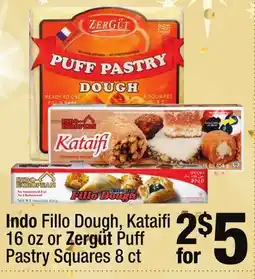 Super King Markets Indo Fillo Dough, Kataifi 16 oz or Zergüt Puff Pastry Squares 8 ct offer