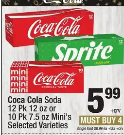 Super King Markets Coca Cola Soda 12 Pk 12 oz or 10 Pk 7.5 oz Mini's offer