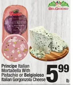 Super King Markets Principe Italian Mortadella With Pistachio or Belgioioso Italian Gorgonzola Cheese offer