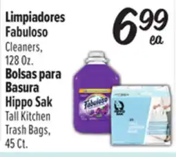 El Super Limpiadores Fabuloso Cleaners, 128 Oz. Bolsas paraBasura Hippo Sak T all Kitchen Trash Bags,45 Ct offer