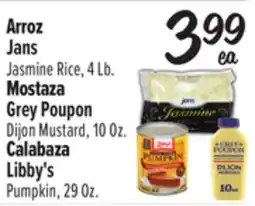 El Super Jasmine Rice, 4 Lb. Mostaza Grey Poupon Dijon Mustard, 10 Oz. Libby's Pumpkin, 29 Oz offer