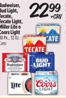 El Super Budweiser, Bud Light, Tecate, Tecate Light, Miller Lite o Coors Light offer