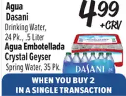 El Super Drinking Water, 24 Pk., .5 Liter or Crystal Geyser Spring Water, 35 Pk offer