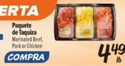 El Super Marinated Beef, Pork or Chicken offer