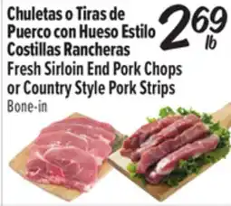 El Super Fresh Sirloin End Pork Chops or Country Style Pork Strips offer