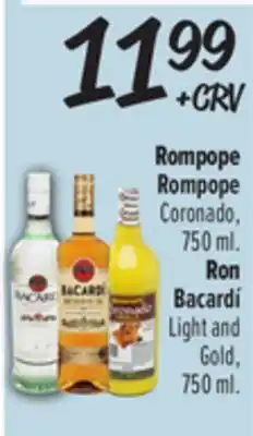 El Super Rompope Coronado,750 ml. Bacardí Light andGold, 750ml offer