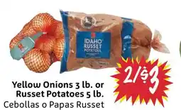 Foodmaxx Yellow Onions 3 lb. or Russet Potatoes 5 lb offer