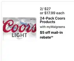 Walgreens 24-Pack Coors Products offer