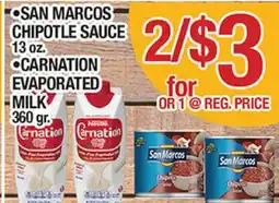 Torres Supermercado SAN MARCOS CHIPOTLE SAUCE 13 oz. CARNATION EVAPORATED MILK 360 gr offer