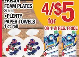 Torres Supermercado READY FOAM PLATES 30 ct. PLENTY PAPER TOWELS 1 ct roll offer