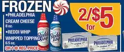 Torres Supermercado FROZEN PHILADELPHIA CREAM CHEESE 8 oz. • REDDI WHIP WHIPPED TOPPING 6.5 oz offer