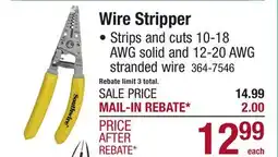 Menards Wire Stripper offer