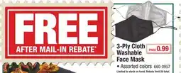 Menards 3-Ply Cloth Washable Face Mask offer