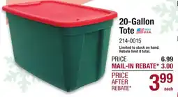 Menards 20-Gallon Tote offer
